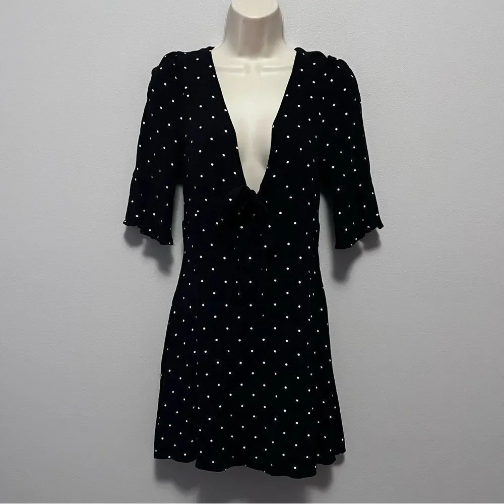 Free People Black/White Polka Dot Dress Size 4
